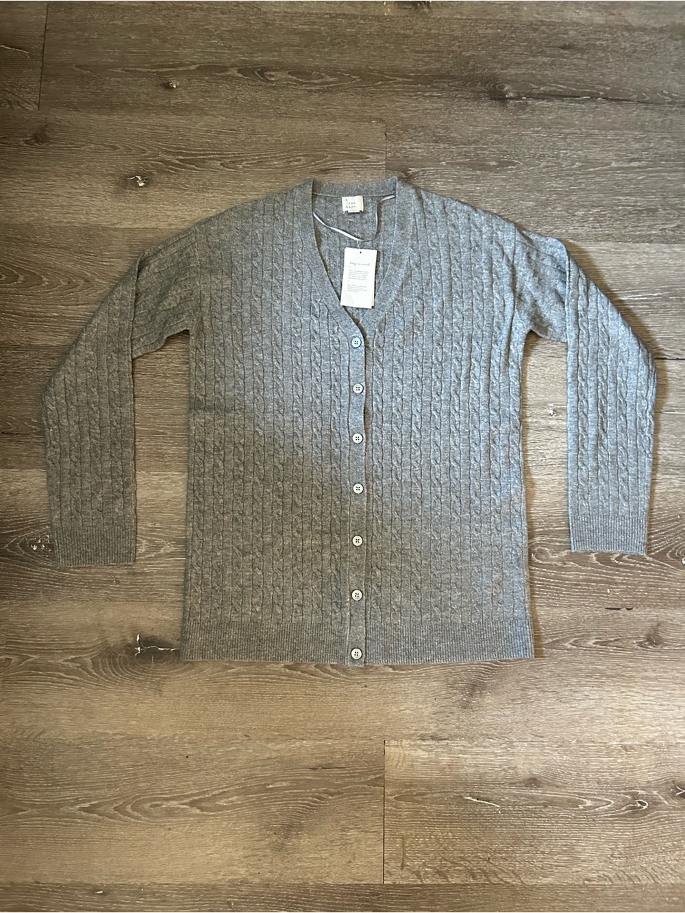 NWT XS A New Day Gray Cable Knit Button Up V Neck Sweater